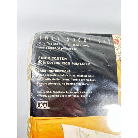 NEW Twin Sheet Set CARESS COLLECTION Country Leaf NOS Made USA Vintage - Picture 7 of 9